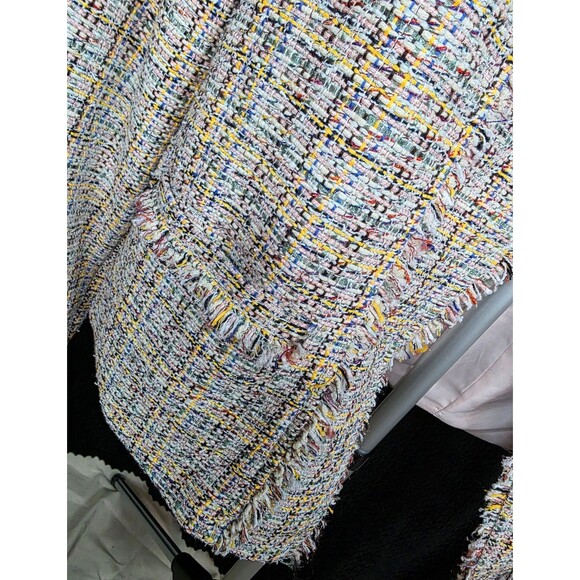 LOFT Bouclé Tweed Jacket | Size 12 | Cream Pink Blue Metallic | Fully Lined - Picture 6 of 14